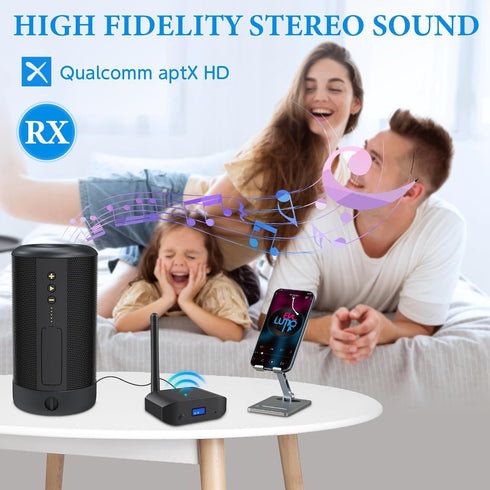 2 in 1 Bluetooth V5.3 Transmitter Receiver for TV to 2 Wireless Headphones, 3.5mm Jack Wireless Audio Adapter Support AptX Low Latency, HiFi Music...