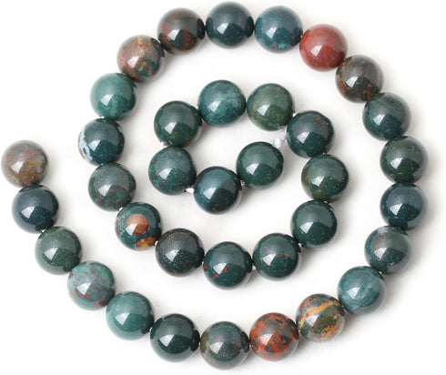 35PCS 10mm Natural Indian Bloodstone Round Loose Beads for Jewelry Making DIY Bracelet Necklace Materials 1 Strand 15"...
