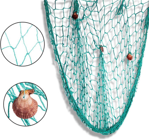 Rosoz Nature Fish Net Wall Decoration with Shells, Ocean Themed Wall Hangings Fishing Net Party Decor for Pirate Party,Wedding,Photographing Decor...