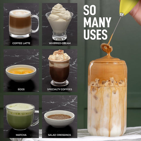 Zulay Powerful Milk Frother Handheld Foam Maker for Lattes - Whisk Drink Mixer for Coffee, Mini Foamer for Cappuccino, Frappe, Matcha, Hot Chocola...