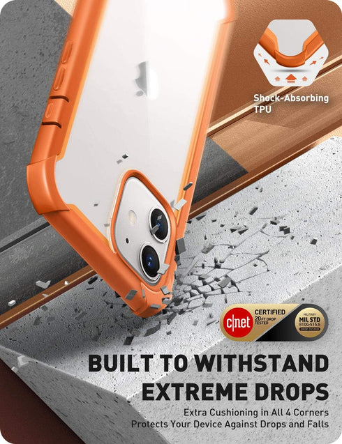 i-Blason Ares Case for iPhone 12, iPhone 12 Pro 6.1 Inch (2020 Release), Dual Layer Rugged Clear Bumper Case with Built-in Screen Protector (Orang...