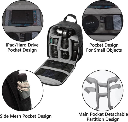 Camera Backpack Professional Camera Bag for DSLR/SLR Mirrorless Camera, Photography Backpack Case for Women Men Photographers, Camera Case Compati...