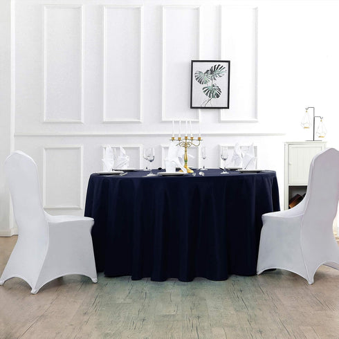 108 inch Round Tablecloth Washable Polyester Table Cloth Decorative Table Cover for Wedding Party Dining Banquet?108 inch,Navy?...