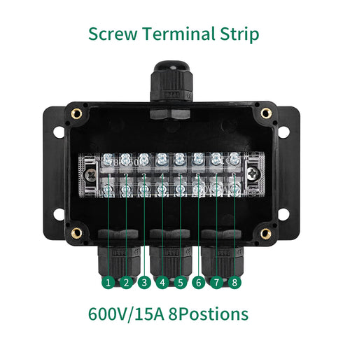 ABS IP67 Waterproof Dustproof Electrical Junction Box, with 15A 600V Barrier Terminal Cable Connector, 1 in/3 Out Power Junction Box?3.93 * 2.67 *...