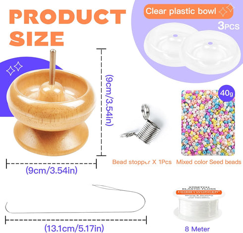 hobbyworker Bead Spinner, for Jewelry Bracelet Making, Seed Beads, Waist Beads Kit Line Quick Beading Tool (3 Trays 1 Bead Plugs)...