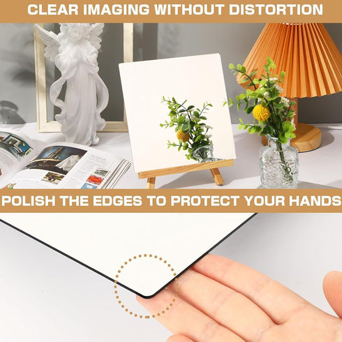 JUNEBRUSHS 4 Pack Self Adhesive Acrylic Mirror, 8 x 8 Inch Mirror Tiles,Flexible Plastic Mirror Sheets Wall Stickers,2MM Thick Mirrors...