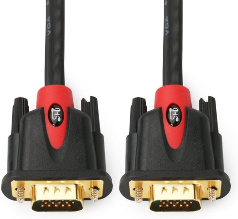 SHD VGA Cable 3Feet, VGA to VGA Monitor Cable HD15 SVGA for PC Laptop TV Projector Black and Red Color...