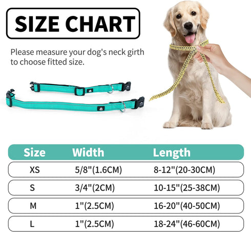 NESTROAD Reflective Dog Collar,Soft Neoprene Padded Dog Collar with Quick Release Buckle,Adjustable Breathable Pet Collar for Small Dogs(X-Small,T...