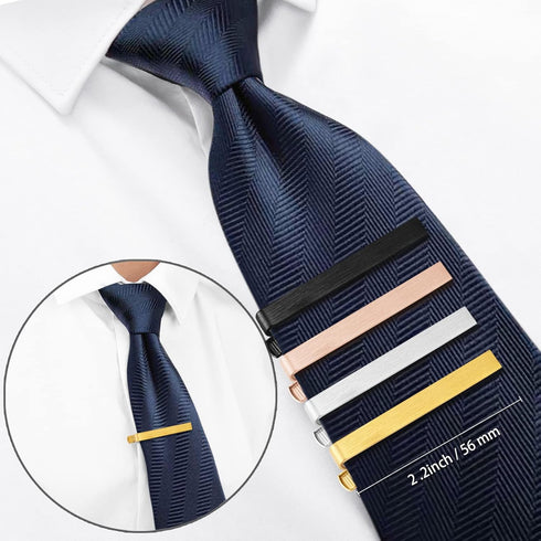 2.2 Inch Tie Clips for Men 4 PCS Tie Bars Set - Gold Silver Black Metal Tie Bar Pins for Wedding Business Christmas Meeting and Daily Life....