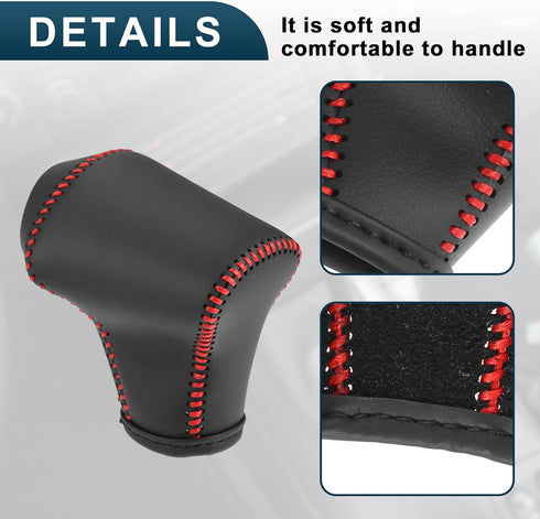 Gear Shift Knob Cover for Kia Rio 4 K2 Sportage Ql kx5 Optima K5 NIRO 2017 2018 2019 with Red Stitches Durable | Transmission Shifter Boot Lever C...