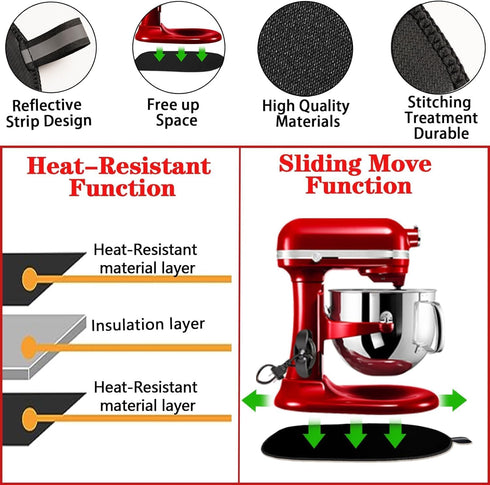 Sliding Mat for Kitchen aid 4.5-5 Qt Tilt-Head Stand Mixer,Mixer Mover Slider Mat Pad for Appliances,Heat Resistant Mat For Appliance,Kitchen aid ...