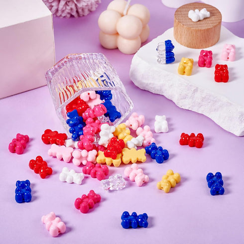 70Pcs Acrylic Gummy Bear Beads Cute Animal Beads 7 Colors Fake Gummy Bear Bracelet Beads Flat Back Kandi Candy Beads for Crafts DIY Jewelry Making...