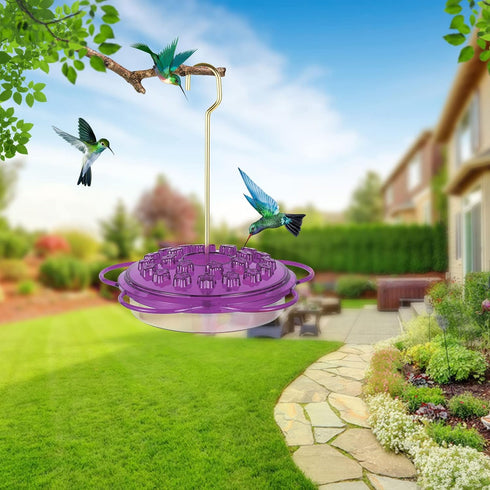 Outdoor Hanging Hummingbird Feeders,Leak-Proof,Outside Garden Wild Hummingbird Feeder,Nectar Guard Saucer Hummingbird Feeder,Easy to Clean and Ref...
