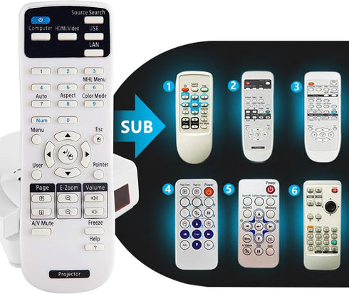 Universal Projector Remote Control for Epson Projector Home Cinema, Powerlite, EB-, EX, VS, H, BrightLink, EMP- Series Projectors...