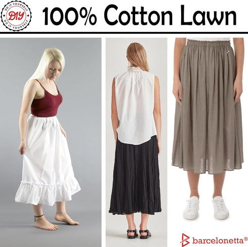 | Cotton Lawn Fabric | 100% Cotton | Thin | 58" Wide | Lining, Sewing, Air Feel Layer | Cloth, Solid (White, 2 Yard)...