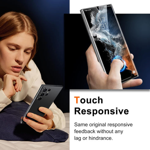 UniqueMe [ 2+3 Pack Compatible with Samsung Galaxy S22 Ultra Screen Protector, 5G 6.8 inch Flexible TPU, 3 Pack Camera Lens Protector [Support Fin...