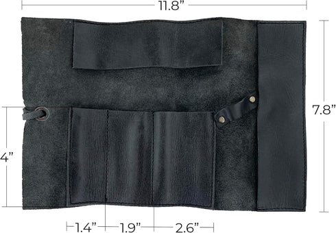 Hide & Drink, Rustic Pencil Roll Pouch, Multi-Purpose Storage Wrap for Scissors, Earphones, Organizer for Craft, Full Grain Leather, Handmade, Cha...