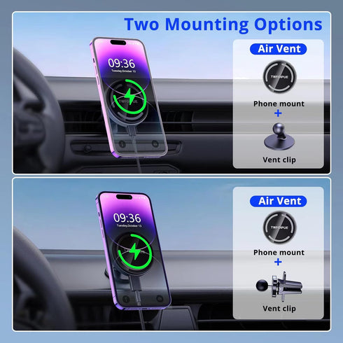 Magnetic Wireless Car Charger Mount Compatible with Magsafe iPhone14 /iPhone 13/ iPhone 12/12 Mini/12 Pro/12 Pro Max, 15W Fast Charging Air Vent M...