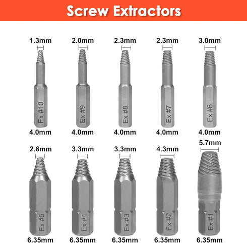 THINKWORK Damaged Screw Extractor Set, HSS 6542 (68 HRC), 24 Piece Easy Out Bolt Extractor Set, Stripped Screw Remover for Removing Damaged, Froze...