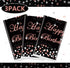 3 Pack Black and Rose Gold Tablecloth Party Decorations - Plastic Disposable Birthday Tablecloth, Black and Rose Gold Confetti Rectangle Table Cov...