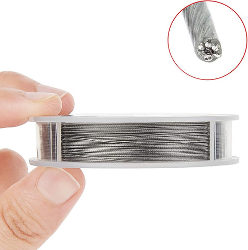 BENECREAT 7 Strands 260FT 0.38MM Stainless Steel Bead String Wire Tarnish Resistant Steel Wire for Necklace Bracelet Making...