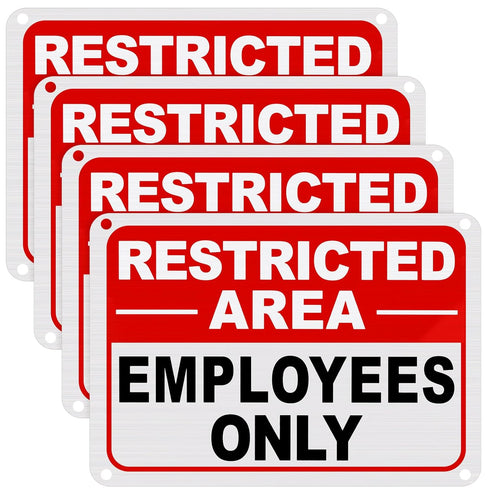 4 Pcs Restricted Area Employees Only Sign 10 x 7 Inches Do Not Enter Sign with 4 Pre Drilled Holes Reflective Warning Signs Rust Free Easy to Moun...