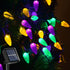 Solar Strawberry String Lights for Halloween Christmas Mardi Gras Decorations, 50 LED C6 8 Modes Solar Christmas Lights for Outdoor Mardi Gras Chr...