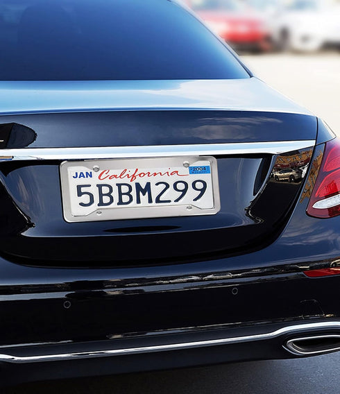 2 Pcs 4 Holes Stainless Steel License Plate Frame?Car License Plate Holder Bracket with Mount Hardware ?Screw? Caps Cover Set Car Accessories...