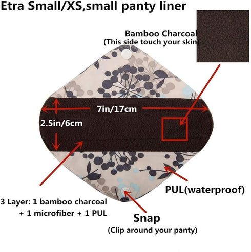 5 XS Panty Liners 1 Wet Bag Cloth Menstrual Pads Reusable Washable (Deers, XS Panty Liners)...