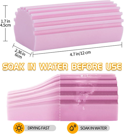 Damp Clean Duster Sponge,4pack Magic Sponge Eraser,Reusable Damp Dusting Sponge Household Cleaning for Blinds, Glass, Baseboards,Radiators,Window ...
