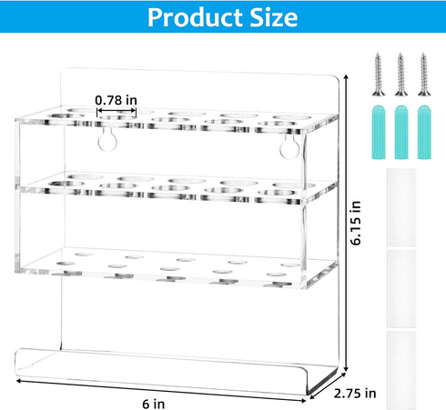 Dry Erase Marker Holder, Wall Mounted Marker Holder with 10 Slots, Acrylic Marker Holder for Classroom Organization, Sticky Pen Marker Holder for ...