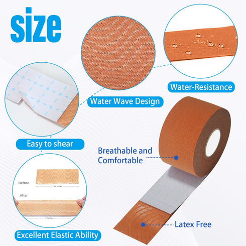 5 Rolls Waterproof Breathable Kinesiology Tape, Athletic Elastic Kneepad Muscle Pain Relief Knee Taping for Gym Fitness Running Tennis Swimming Fo...