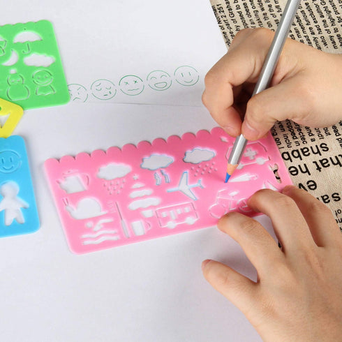 24 Pcs Plastic Drawing Stencils Set Colorful Drawing Scale Template DIY Crafts Set for Boys Girls with Animal Stencils - 6 Sets of 4 Different Ste...