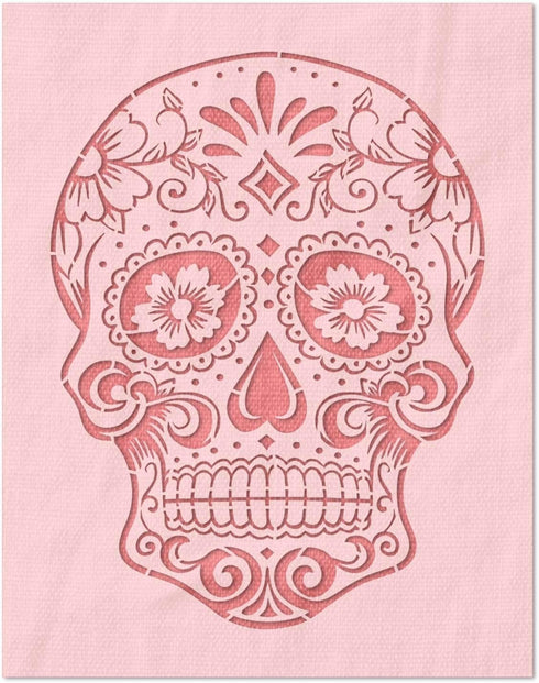 Stencil Stop Ornate Dia de Los Muertos Skull Stencil - Reusable for DIY Projects, Painting, Drawing, Crafts - 14 Mil Mylar Plastic (6.75 X 9 inche...