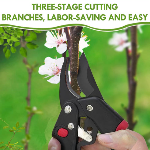Pruning shears, work 3 times easier, MUSTKING garden clippers (Adjustable- Upgraded- Reddish black)...