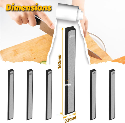 6 PCS Diamond Knife Sharpening Stones Set, Diamond Plates Kit for XARILK type Sharpeners System, 180# 400# 800# 1500# 2000# 3000# Grit...