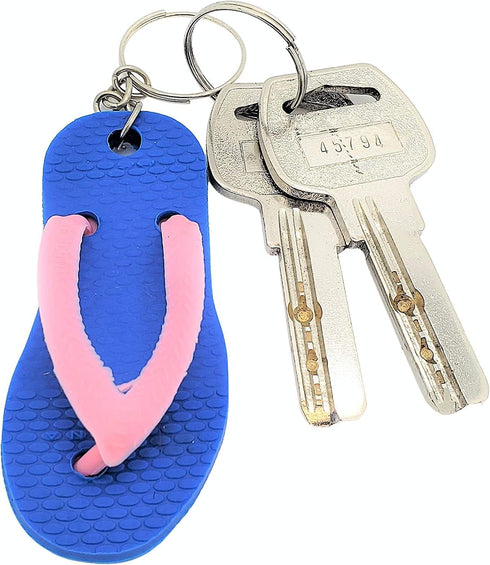 Colorful Flip Flop Keychains (48 Pack) 2.5" Luau Sandal Key Chains. Rubber. Great for Party Favor, Backpack Purse, Luggage, Prizes, Giveaways. (Pa...