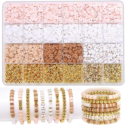 LFLIUN Bracelet Making Kit Friendship Gold Beads Clay Beads Jewelry&Bracelet Making Kit Charm Bracelet Maker Set with Letter Beaded Kit Birthday G...