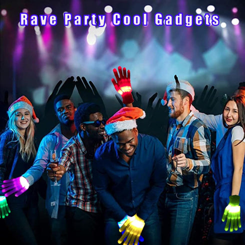 12 Color Led Light up Gloves Cool Finger Flashing Toys Gifts for Halloween Christmas Easter Birthday Parties?1 pair?...