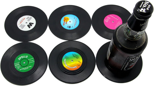 Coaster Vinyl Record Disk Coasters for Drinks - Tabletop Protection Prevents Furniture Damage (6 PCS Vinyl)...