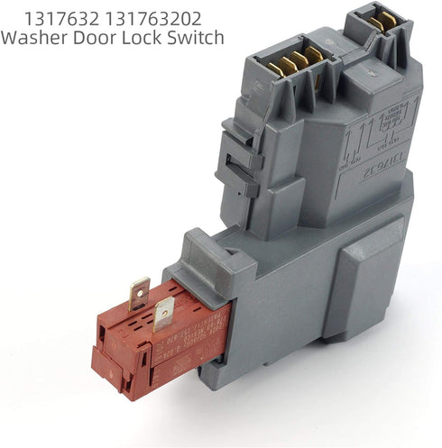 1317632 131763202 131763256 Washer Door Lock Latch Switch Assembly, for Electrolux, Frigidaire, White-Westinghouse,Crosley, Gibson, GE. Front Load Washer Switch Part 131763200 131763255 131269400
