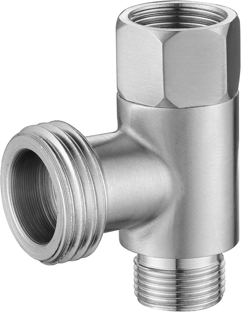 3/8 x 1/2 Adapter T Connector Valve, ADD-A-Tee Adapter 3 Way Valve 3/8 Tee Compression, Stainless Steel Splitting Water Supply T Pipe Fitting for ...