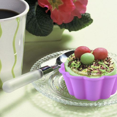 10 Pcs Moldes Para Gelatinas 2.8in Flower Silicone Baking Cups Silicone Donut Molds for Baking Egg Tart Mold Silicone Cupcake Molds...