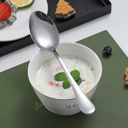 Dinner Spoons, Kyraton 6 Pieces 7.5" Stainless Steel Table Spoon, Soup Spoons, Dessert Spoons Sliverware Dishwasher Safe Set of 6...