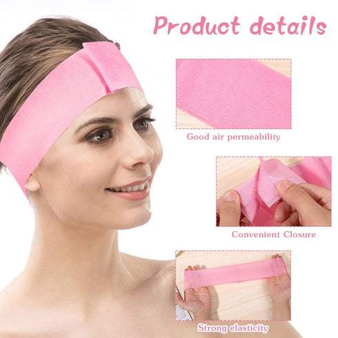 Pimoys 30 Count Disposable Headbands for Facials Women Skincare Headbands Facial Headband Stretch Makeup Headbands for Women Girls Salons Bath Mak...