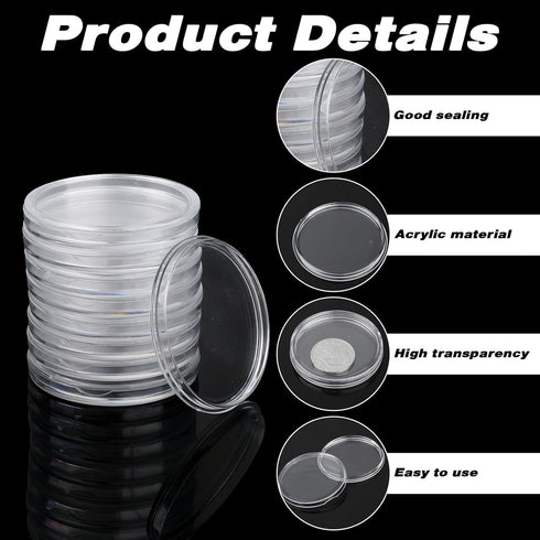 20 Pcs Coin Capsules 40mm Coin Protectors Case Coin Collection Holder Storage Container Clear Rounds Coin Case for Coin Collection Supplies Storag...