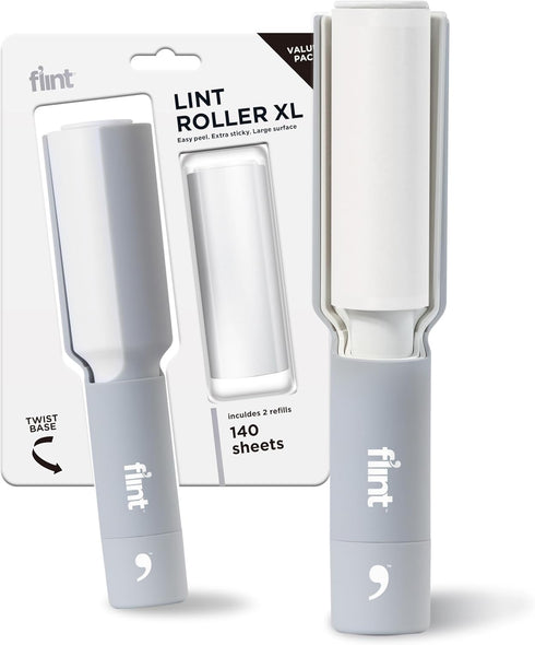 Flint Plus XL Retractable Lint Remover & Pet Hair Roller for Clothes – Refillable & Reusable Lint Roller with 140 Extra Sticky Tear-Off Sheets – V...