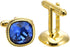 Blue Zircon Gemstone Cufflinks for Men Lady In Gift Case 14K Gold Plated Square Men's Cufflinks Jewelry Set for Wedding Anniversary Business Party...