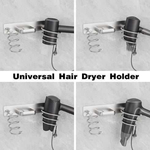 hicorfe Hair Dryer Holder 3 in 1 Hair Tool Organizer,Blow Dryer Holder Wall Mounted,Bathroom Bedroom Hair Care Styling for Flat Iron,Curling Iron,...