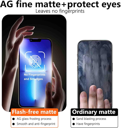2 Pack Anti Blue Light Matte Glass Screen Protector for iPhone 13 and iPhone 13Pro and iPhone 14 Tempered Glass.Easy to Install Bubble Free Smooth...